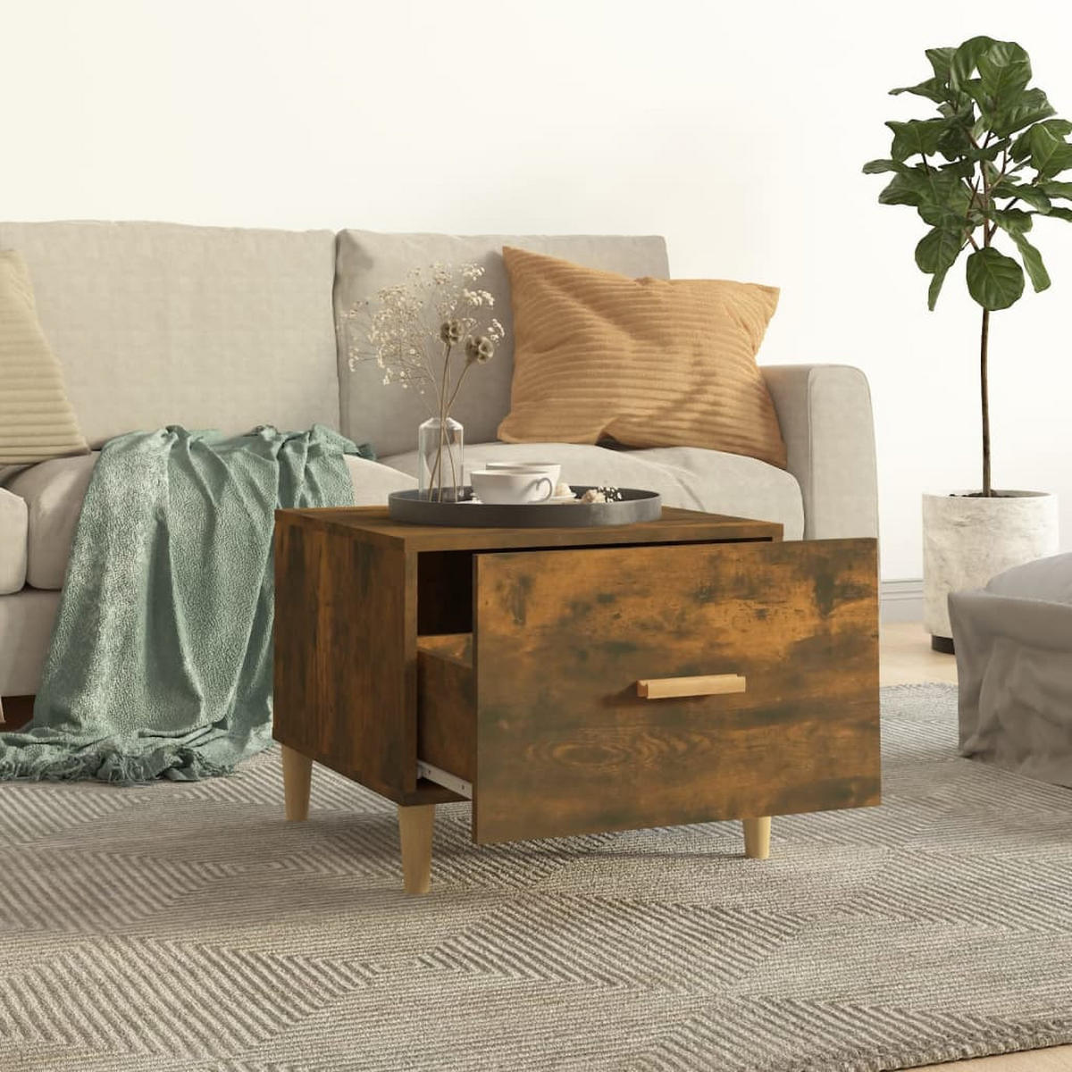 COUCHTISCH Räuchereiche 50x50x40 cm Holzwerkstoff - Braun, Holzwerkstoff (50/50/40cm) - furnicato