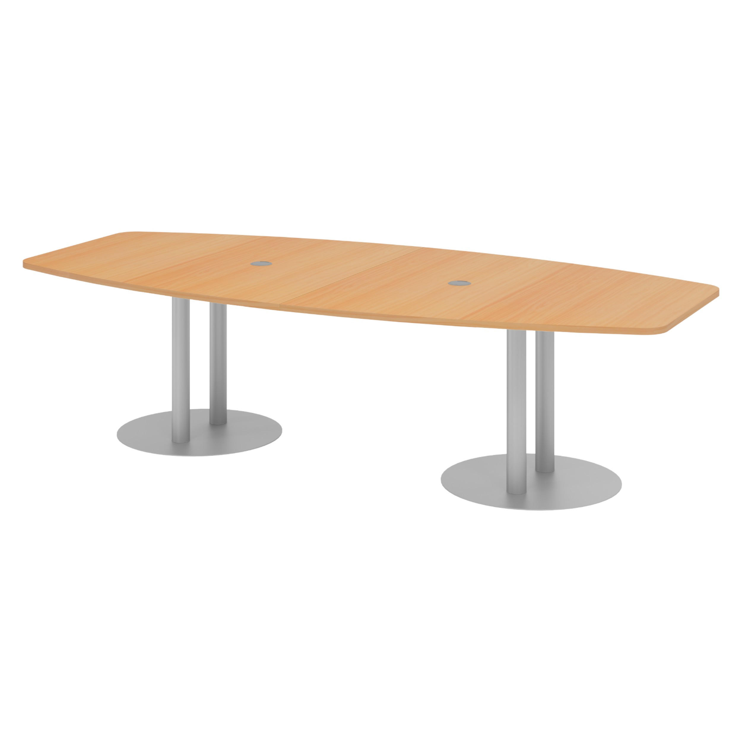 KONFERENZTISCH mittel KT28 130/280/74 cm in Buchefarben/Säule in Silberfarben - Buchefarben/Silberfarben, Holzwerkstoff (130/280/74cm) - bümö