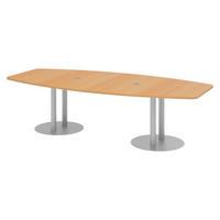 KONFERENZTISCH mittel KT28 130/280/74 cm in Buchefarben/Säule in Silberfarben - Buchefarben/Silberfarben, Holzwerkstoff (130/280/74cm) - bümö