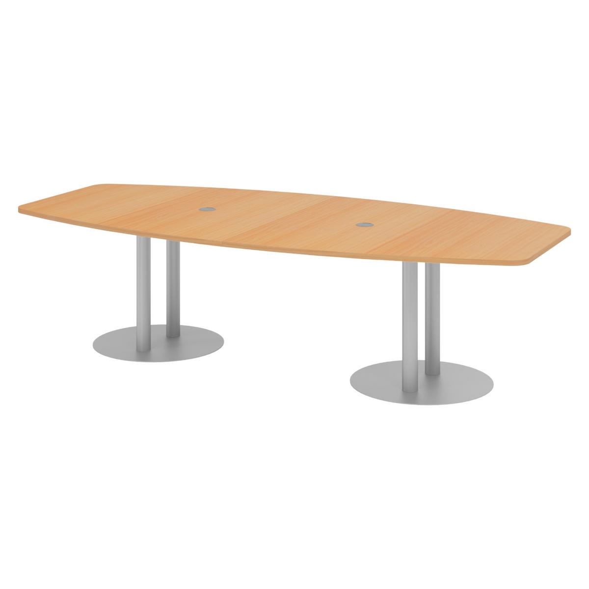 KONFERENZTISCH mittel KT28 130/280/74 cm in Buchefarben/Säule in Silberfarben - Buchefarben/Silberfarben, Holzwerkstoff (130/280/74cm) - bümö