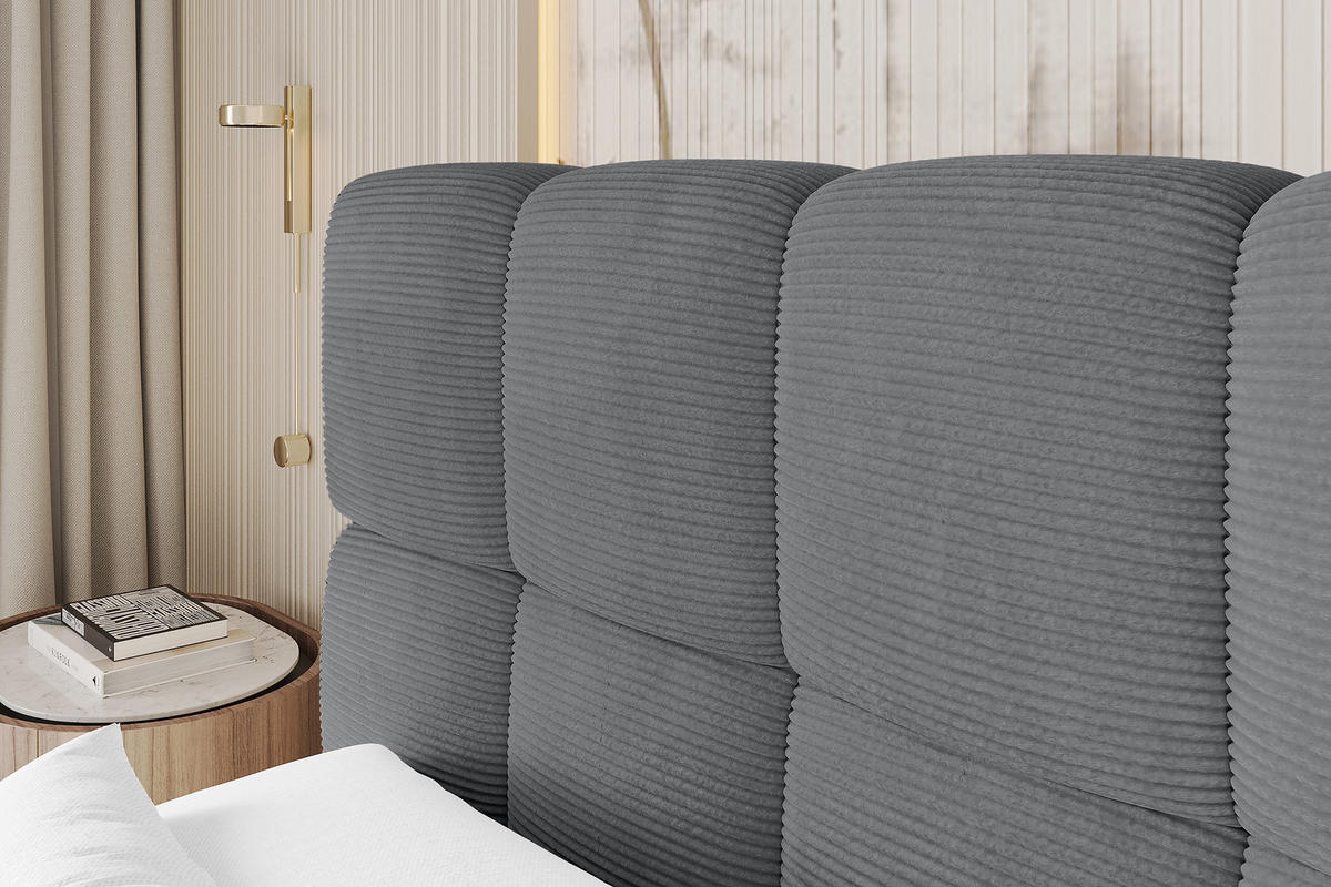 BOXBETT - AURI-H4 - 200x200 Dunkelgrau Cord - Graphitfarben, Holzwerkstoff (200/200cm) - ALTDECOR