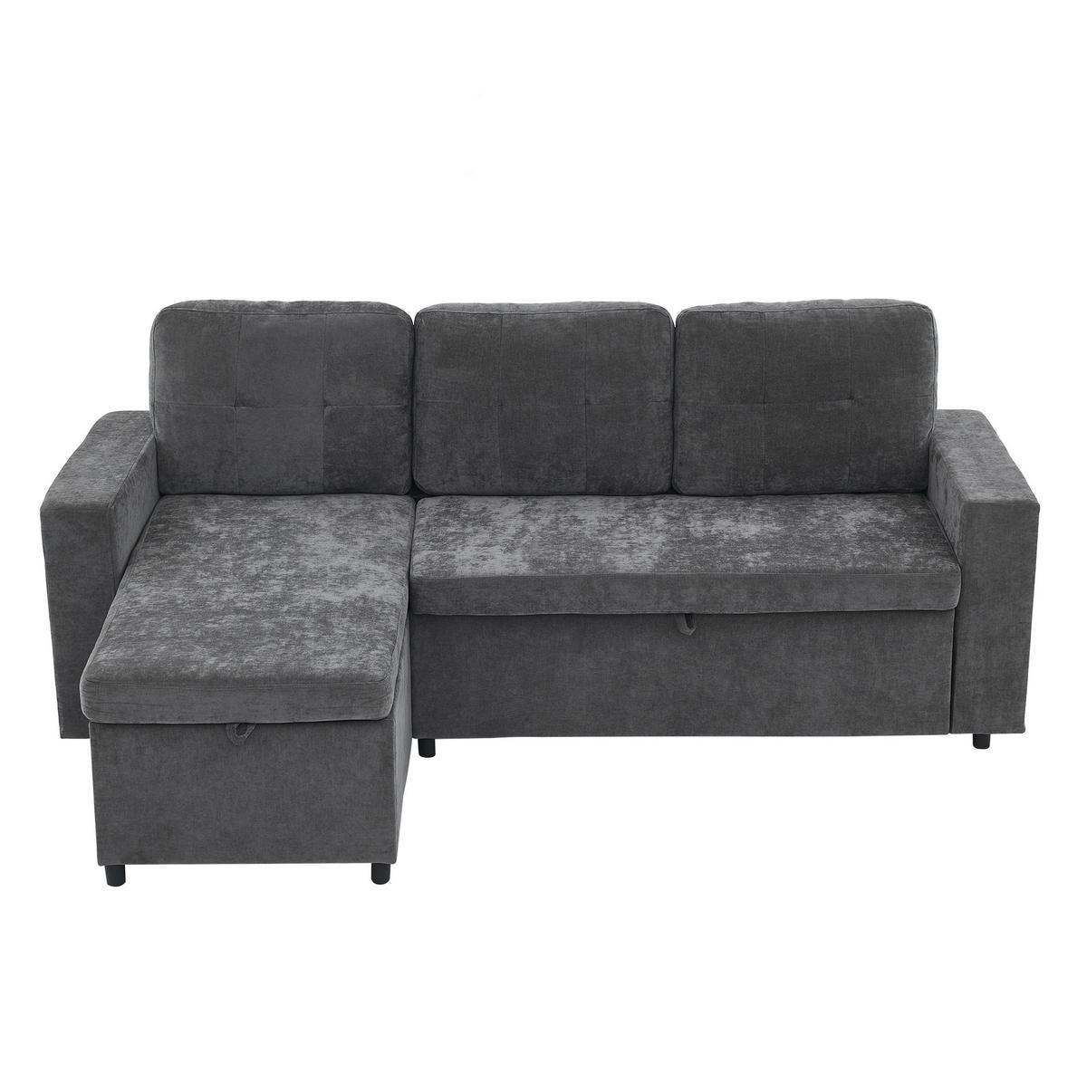 ECKSOFA 202/136/85 cm grau aus Chenille mit Stauraum - Grau, Textil (136/202cm) - OKWISH