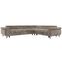 ECKSOFA NORDEN L - Hellbraun Cord - Links Seite - Hellbraun/Schwarz, Textil/Metall (269/329cm) - MKS