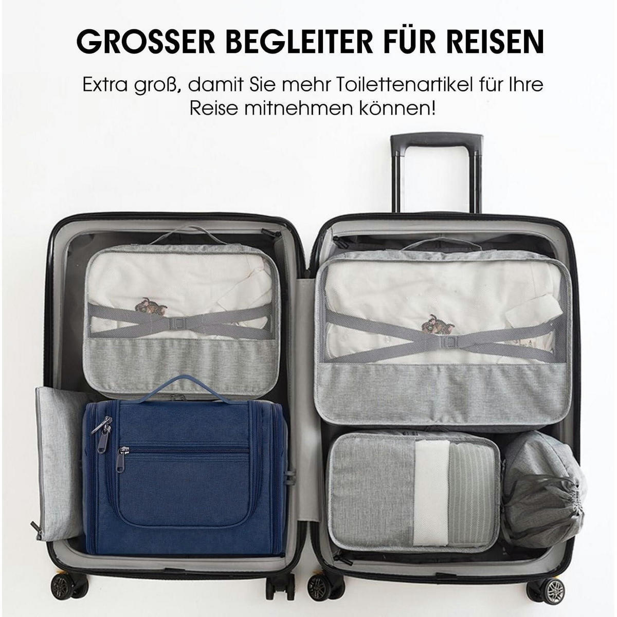 KULTURTASCHE zum Aufhängen Blau 27 x 15,5 x 59 cm - Blau, Textil (5/2/5cm)