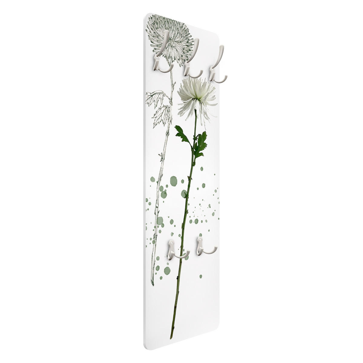 WANDGARDEROBE - Botanisches Aquarell - Löwenzahn 34/105 cm - Weiß, Holzwerkstoff (34/105/1.6cm) - Bilderwelten