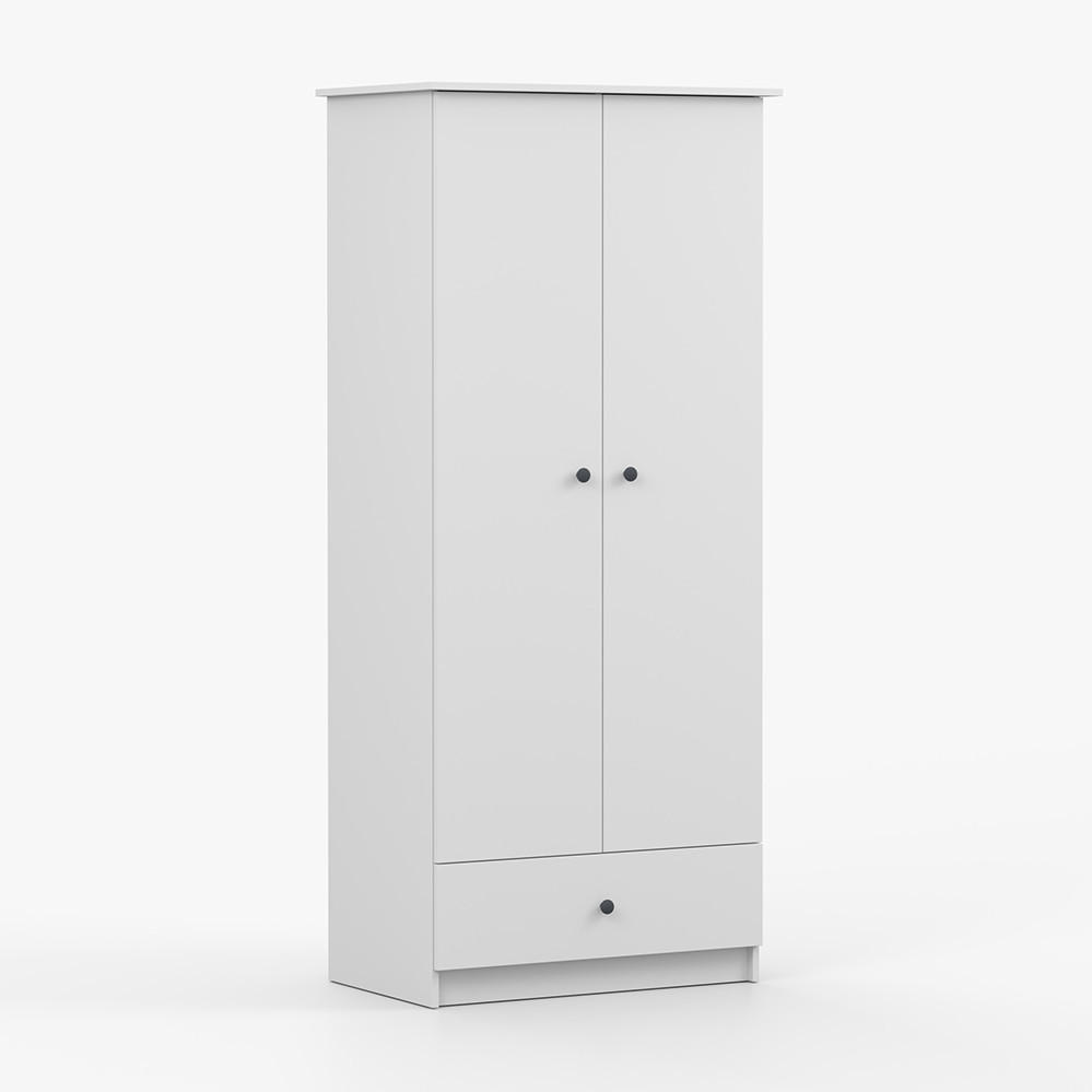 DREHTÜRENSCHRANK 85,5/193/53 cm 2-türig Olaf I Weiß + anthrazit Griffe - Anthrazit/Weiß, Holzwerkstoff/Metall (85.5/193/53cm) - imoebel24
