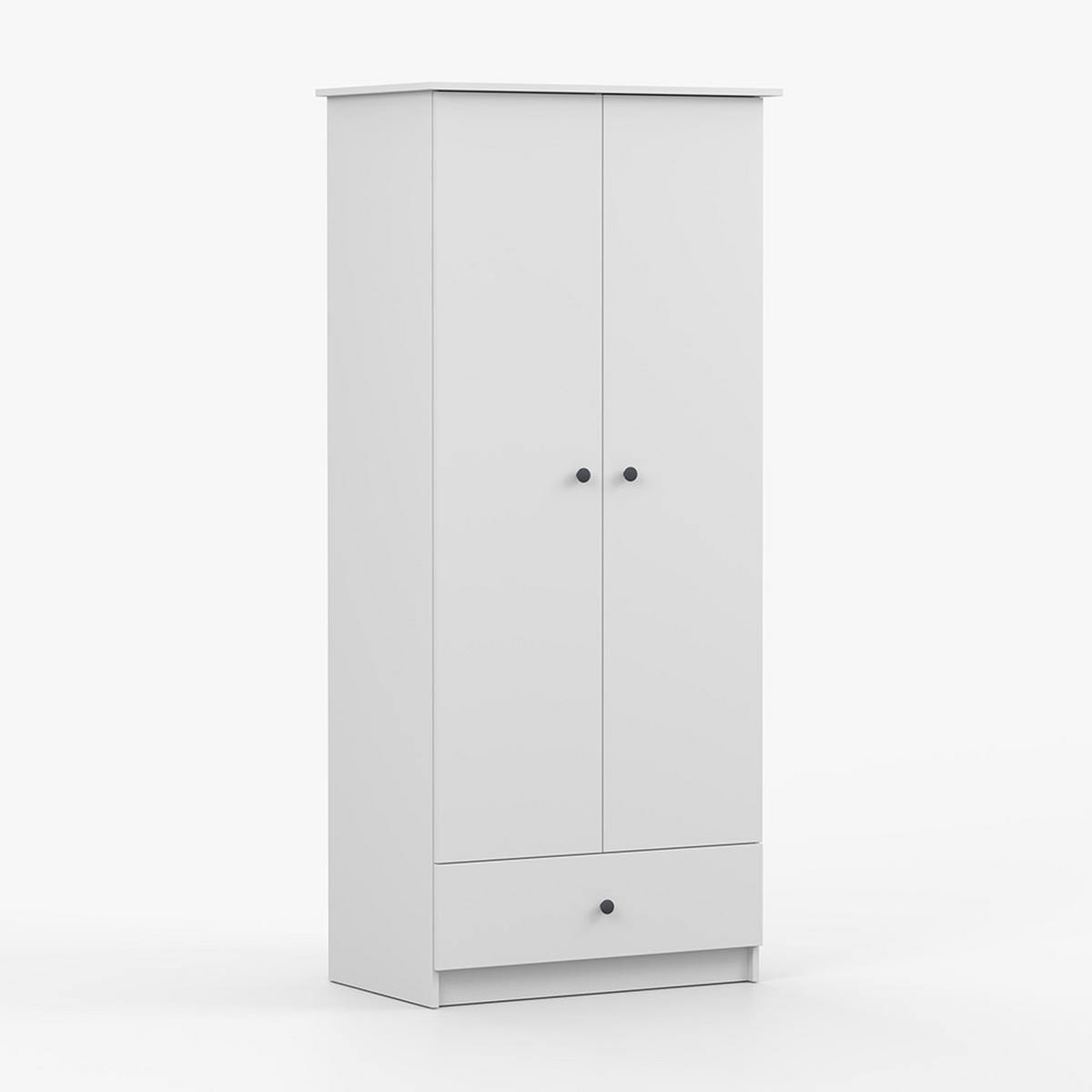 DREHTÜRENSCHRANK 85,5/193/53 cm 2-türig Olaf I Weiß + anthrazit Griffe - Anthrazit/Weiß, Holzwerkstoff/Metall (85.5/193/53cm) - imoebel24