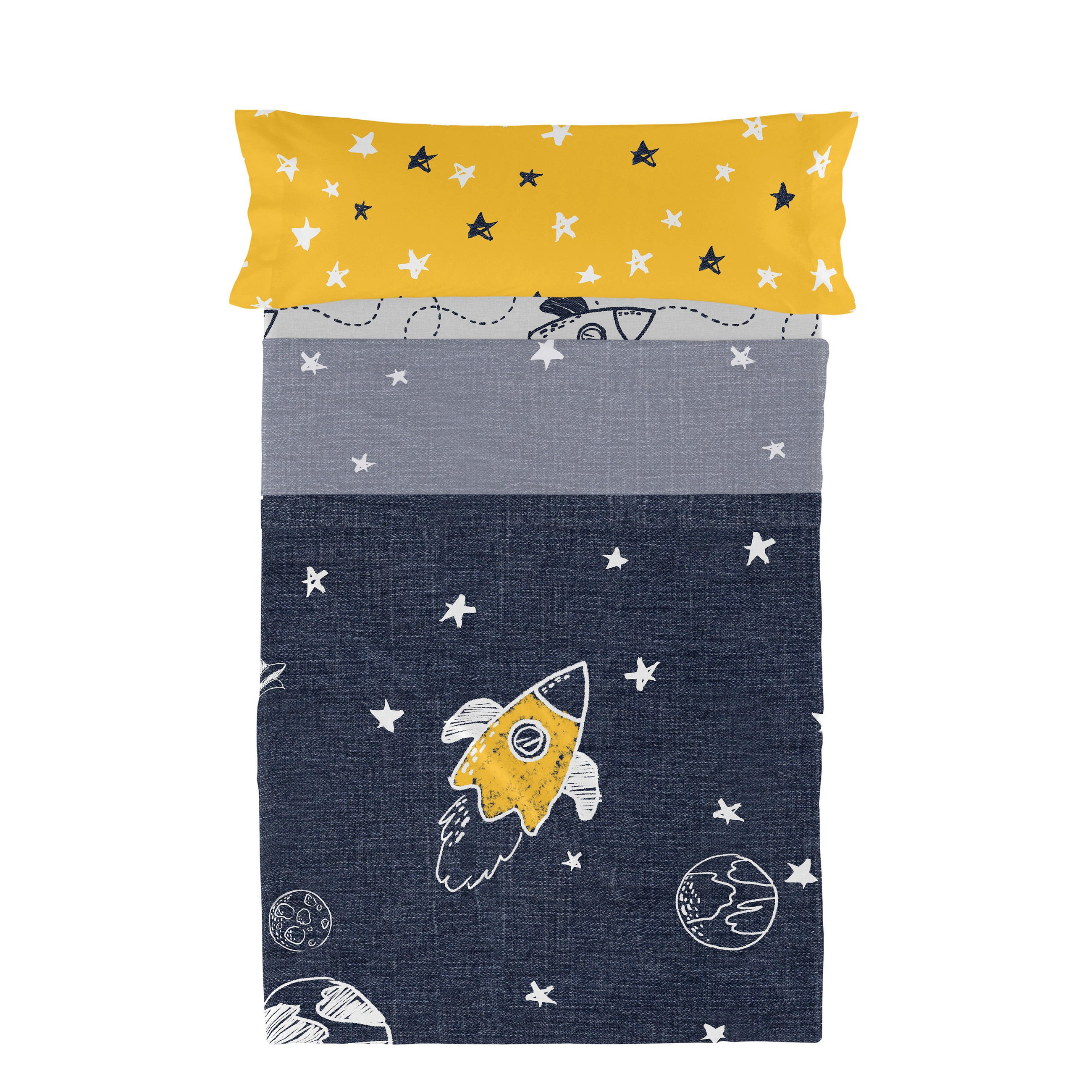 BETTWÄSCHE 2er-Set teiliges starspace 180x270 cm mehrfarbig - Multicolor, Textil (180/270cm) - Happy Friday