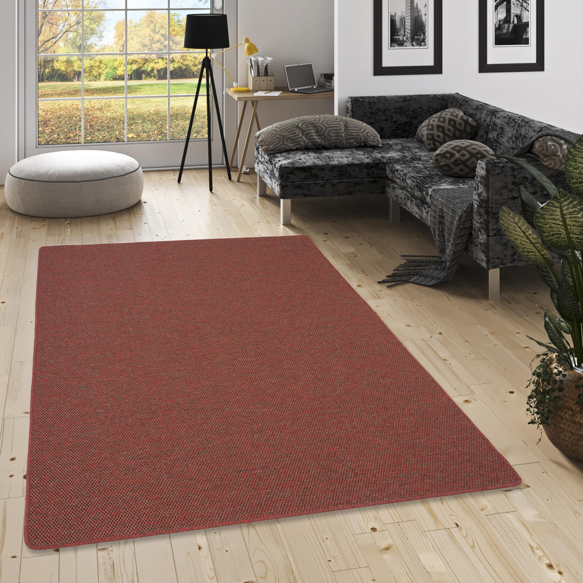 FLACHGEWEBE NATUR TEPPICH BENTZON - Rot, Textil (100/100cm) - Snapstyle