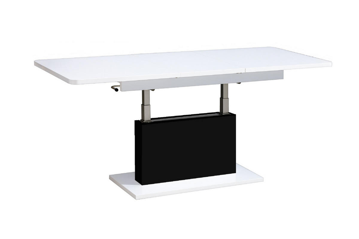 COUCHTISCH rechteckig Weiß Hochglanz - Schwarz matt 126/70/58 cm - Weiß Hochglanz/Schwarz, Holzwerkstoff (70/126/57cm) - designimpex