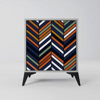 SIDEBOARD VIBRANT PATCHWORK, Grau, 57,5x42x70,5 cm, Schwarze Metall-Sternfüße - Multicolor/Schwarz, Holzwerkstoff/Metall (57.5/70.5/42cm) - SpaceRebels