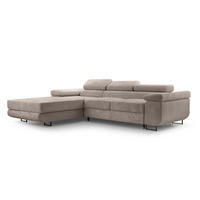 ECKSOFA L Form Arborio Beige 280/203/90 cm Links mit Schlaffunktion - Beige/Schwarz, Textil/Metall (203/280cm) - AX Living