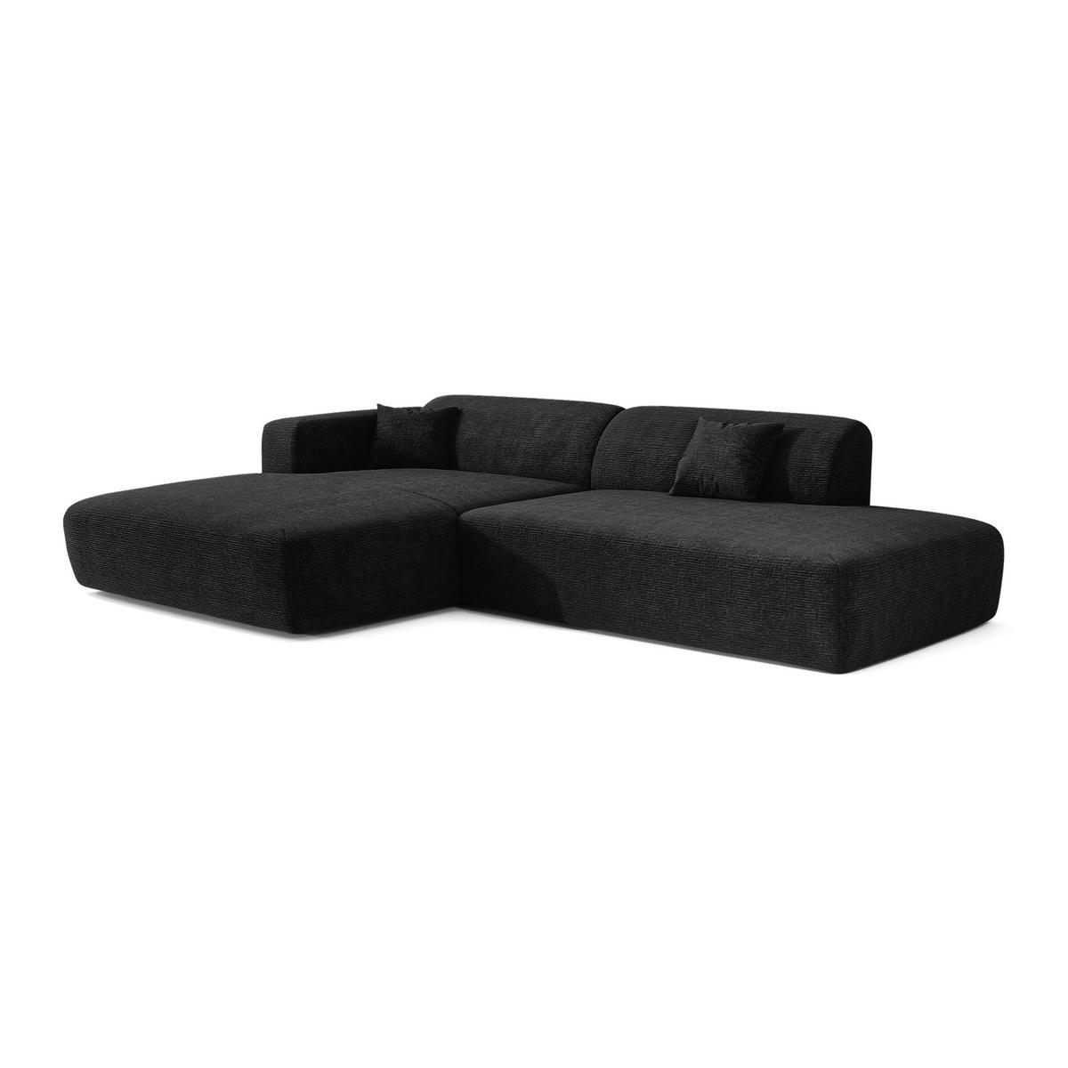 ECKSOFA LINKS Gemusterter Samt Dunkles Anthrazit 310cm - Anthrazit, Textil (96/300cm) - Sia Home