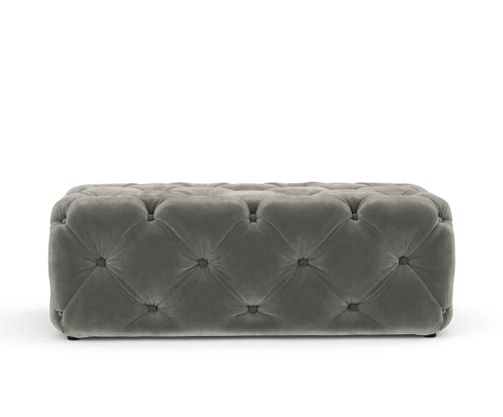 POUF Cosimo Grau Samtstoff - Schwarz/Grau, Holz/Holzwerkstoff (130/39/65cm) - Maison de Reve