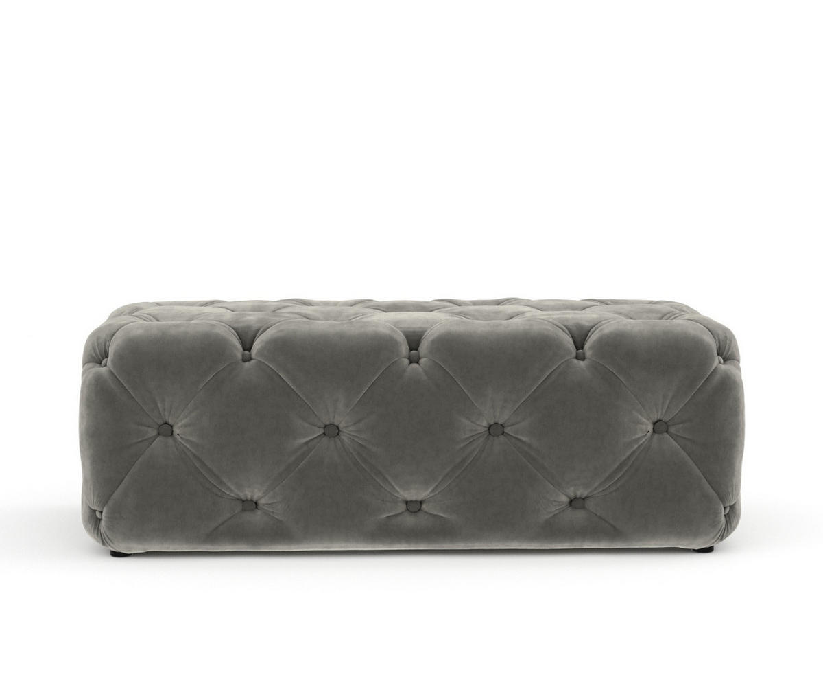 POUF Cosimo Grau Samtstoff - Schwarz/Grau, Holz/Holzwerkstoff (130/39/65cm) - Maison de Reve