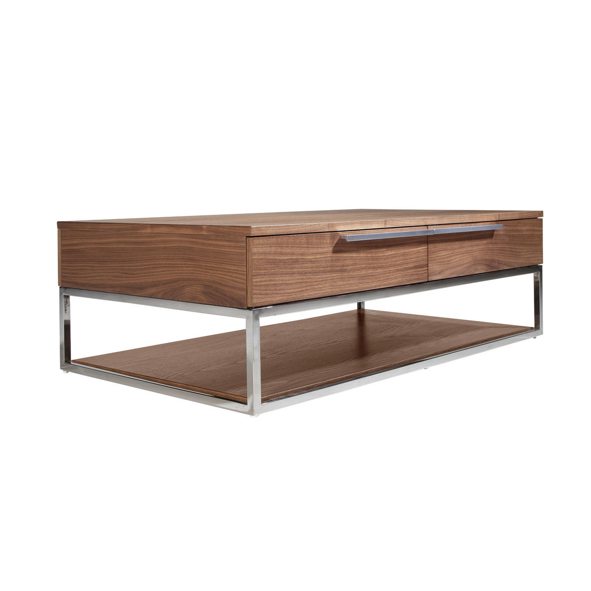 COUCHTISCH Furnier Walnuss , Stahl 120 / 70 / 37 cm - Edelstahlfarben/Nussbaumfarben, Holz (70/120/37cm) - ANGEL CERDA