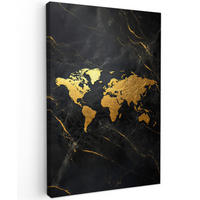 LEINWANDBILD Weltkarte - Gold - Marmor 20x30 cm - Goldfarben, Textil (20/30cm) - MuchoWow