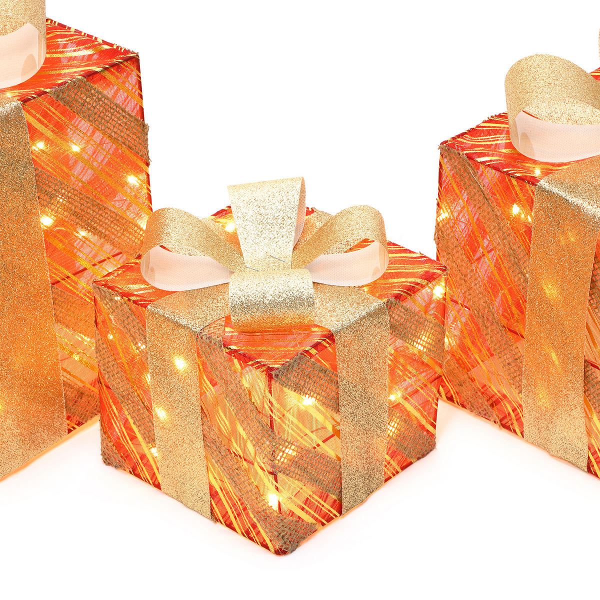 GESCHENKBOX HTHD0269 - Rot/Goldfarben, Kunststoff/Metall (26/27/26cm) - Hometopia