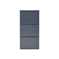 SCHUHSCHRANK schmal Metall mit Magnet 3 Klappen Anthrazit - Anthrazit, Metall (50/103/15cm) - Gowoll