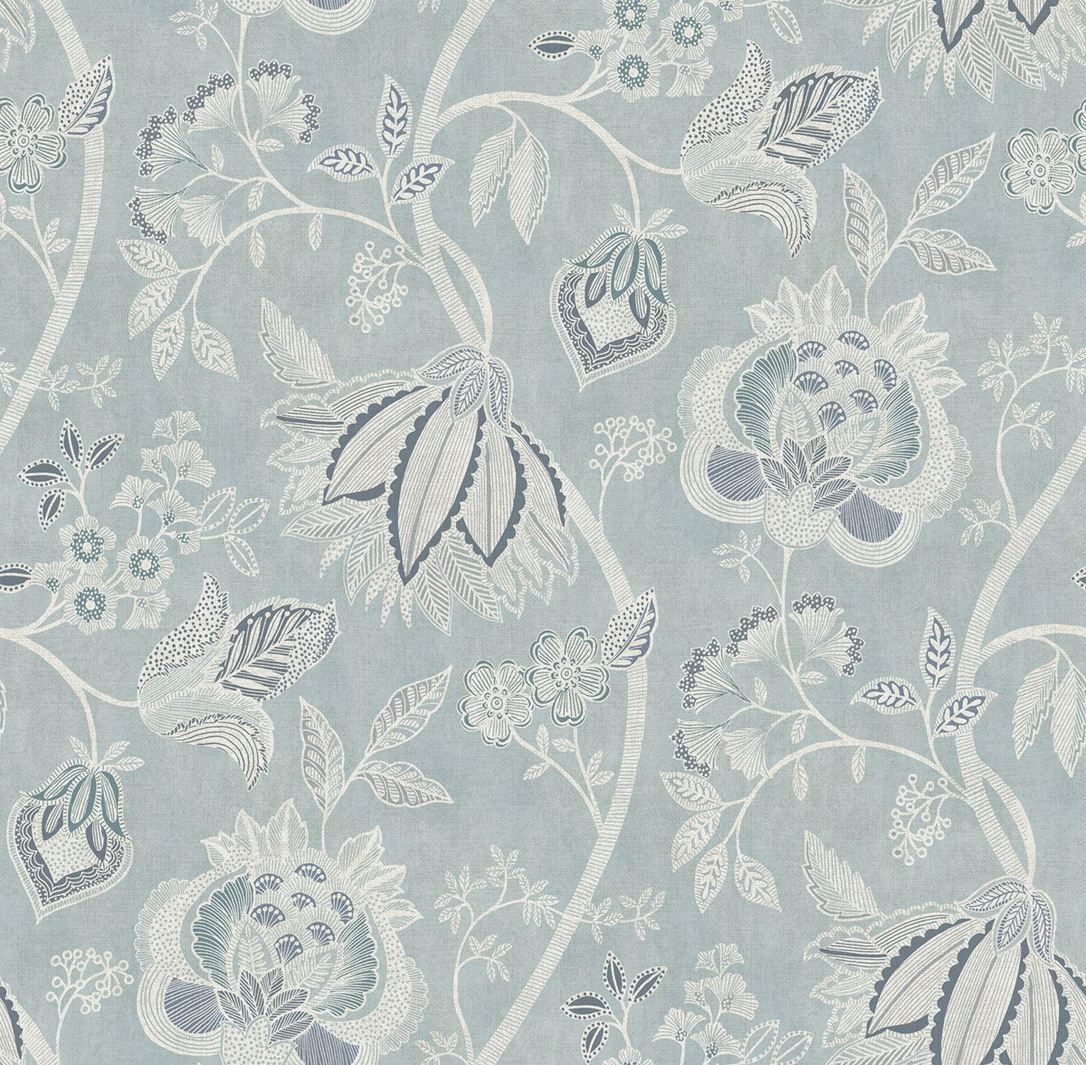 TAPETE Blumen 53 cm x 10 m - Blau, Papier (53/1000cm) - Sanders & Sanders