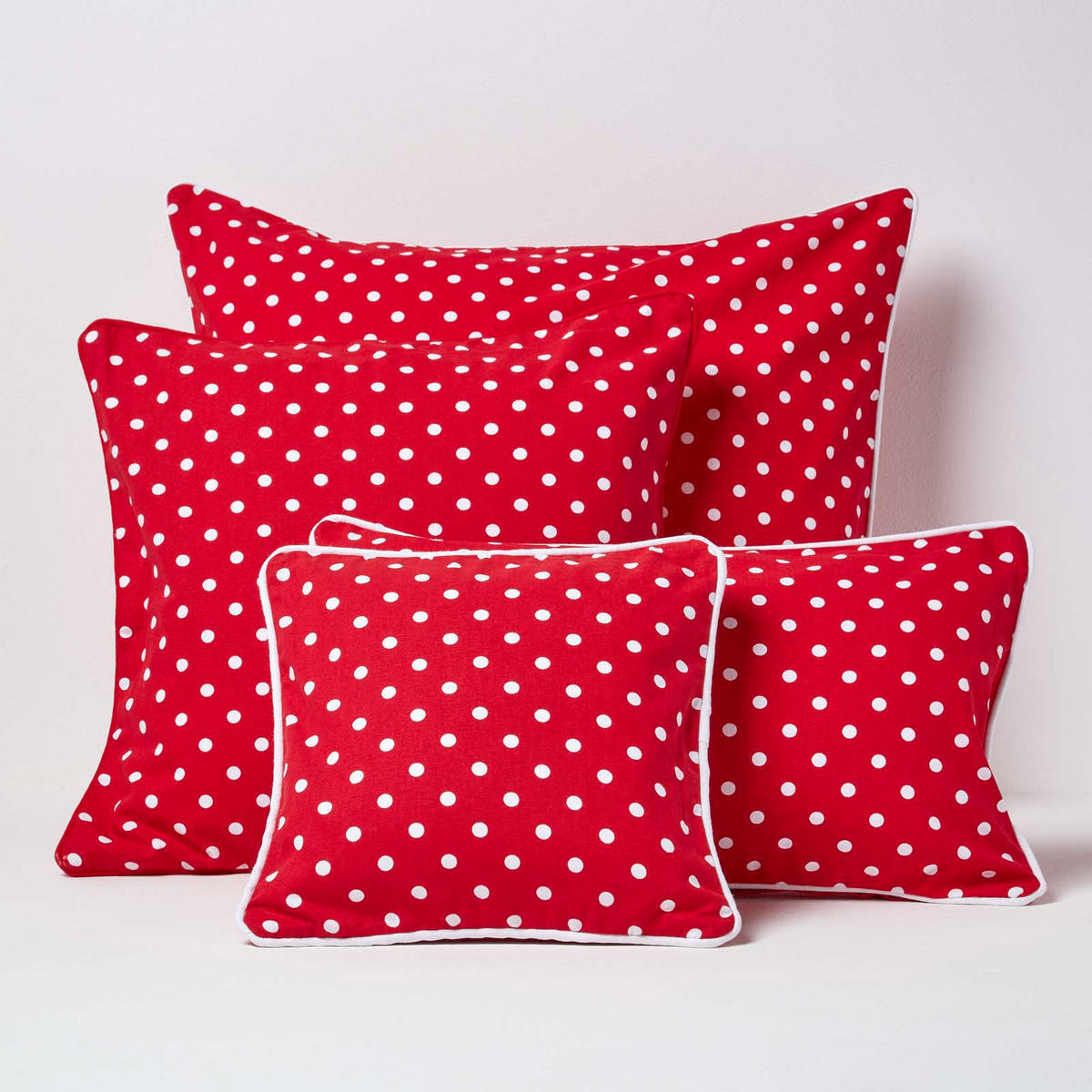 KISSENHÜLLE Polka Dots 30/30 cm, 100% Baumwolle - Rot, Textil (30/30cm) - Homescapes