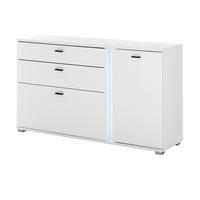 SIDEBOARD weiß matt, Kommode inklusive Frontbeleuchtung 150 cm - Weiß, Holzwerkstoff (150/86/42cm) - Furn.Design