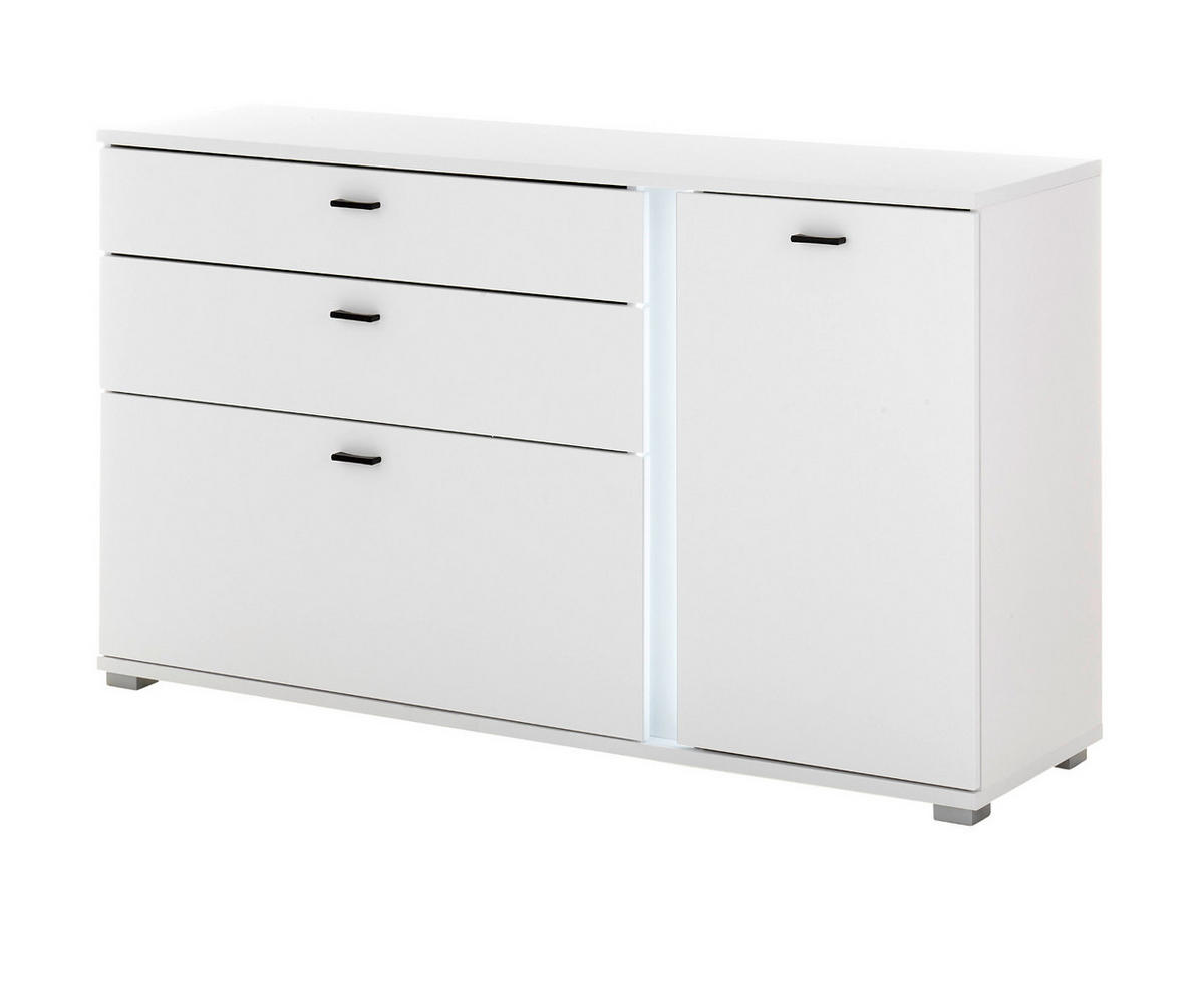 SIDEBOARD weiß matt, Kommode inklusive Frontbeleuchtung 150 cm - Weiß, Holzwerkstoff (150/86/42cm) - Furn.Design
