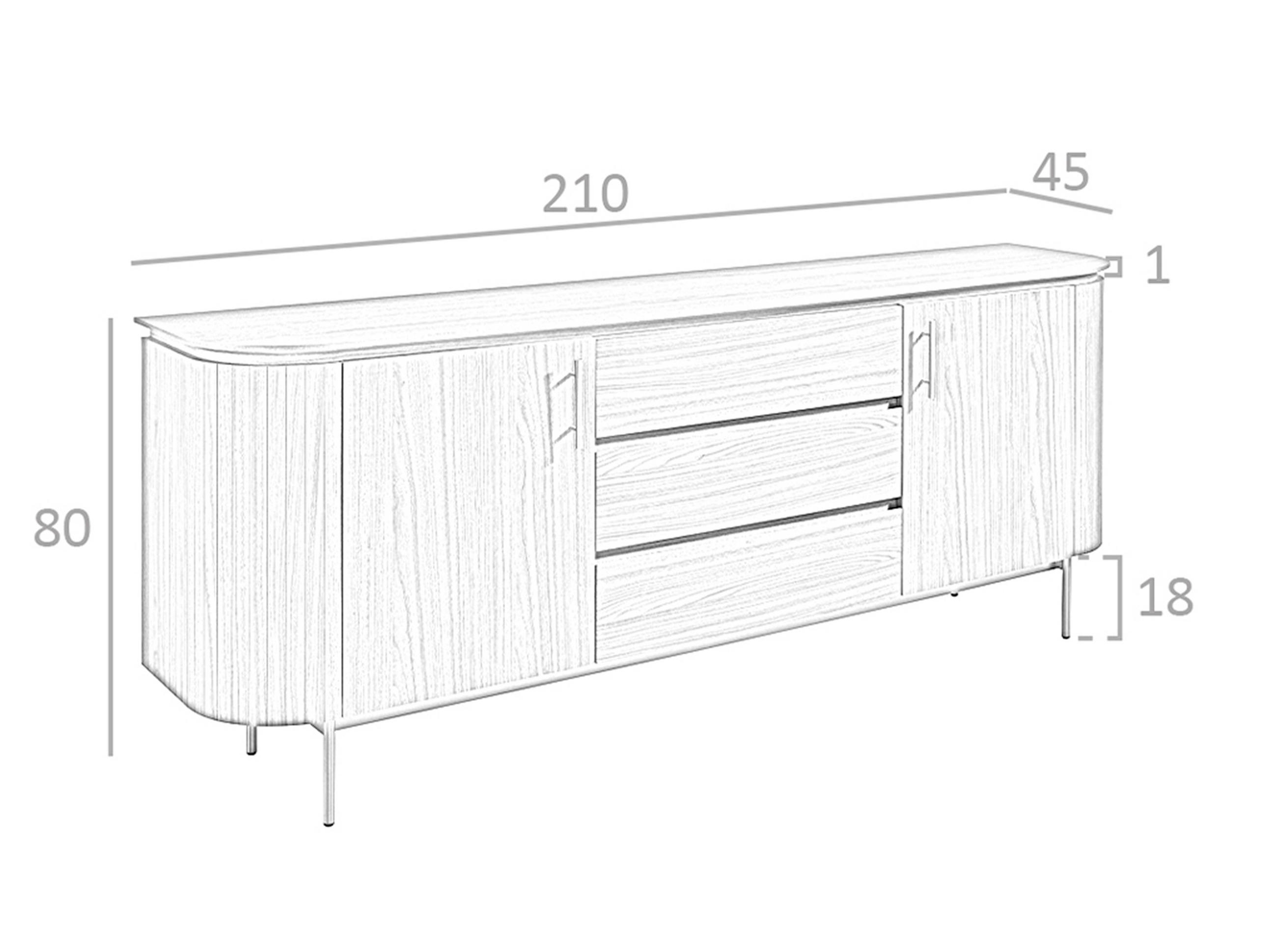 SIDEBOARD Schwarz Gold 210/45/80 cm - Goldfarben/Schwarz, Holz (210/80/45cm) - ANGEL CERDA