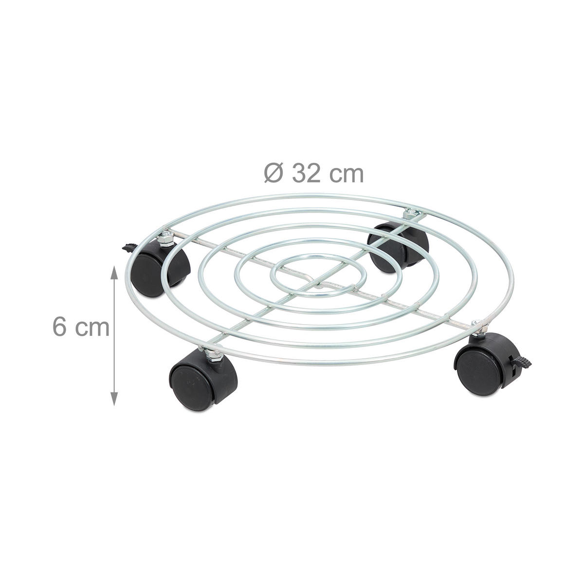 PFLANZENROLLER - Silberfarben, Kunststoff/Metall (32/6/32cm) - Relaxdays
