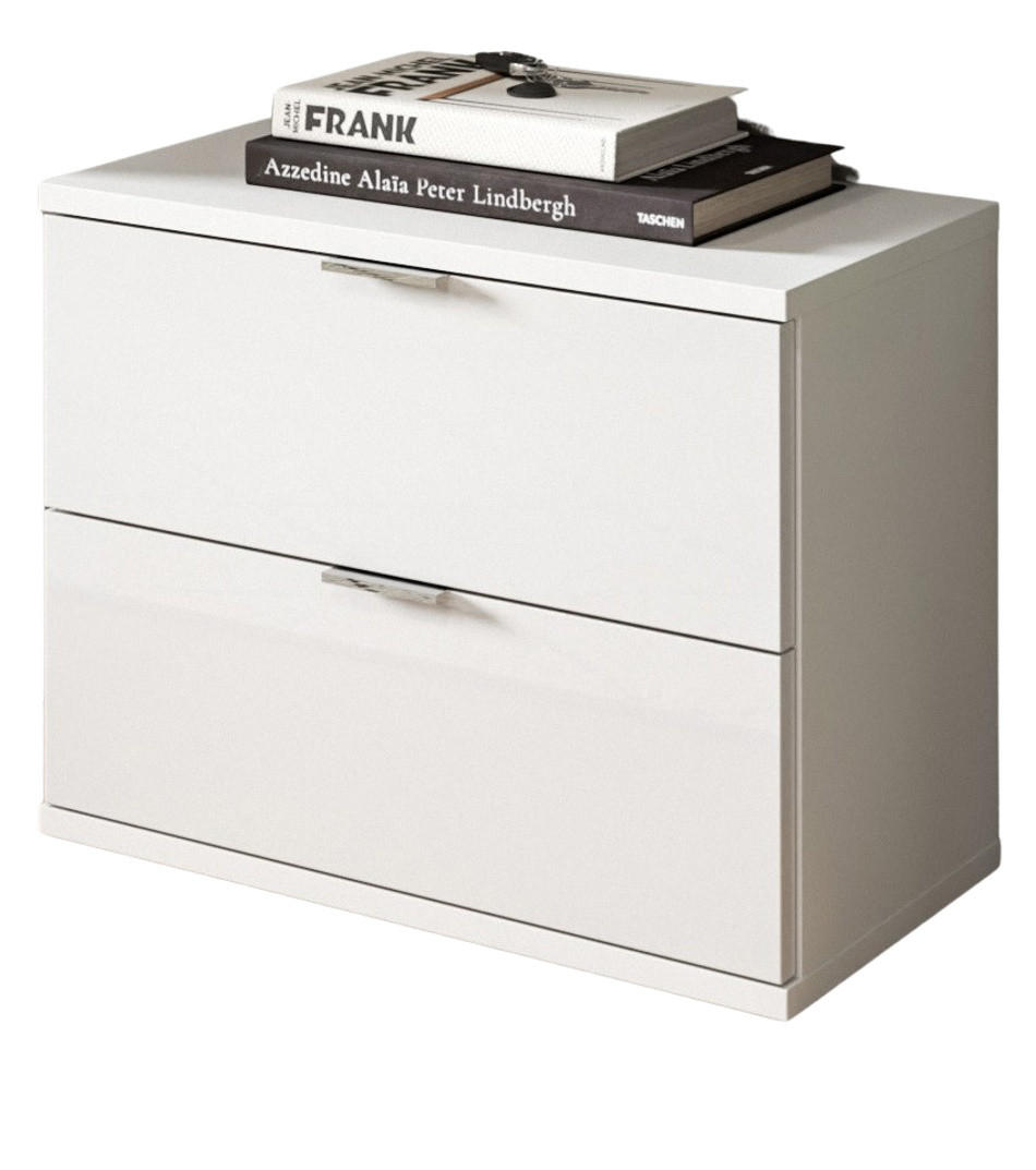 GARDEROBENBANK weiß Hochglanz 52 x 42 cm, Schuhschrank mit Schubladen - Chromfarben/Weiß Hochglanz, Holzwerkstoff/Kunststoff (52/42/34cm) - Inn.Furn