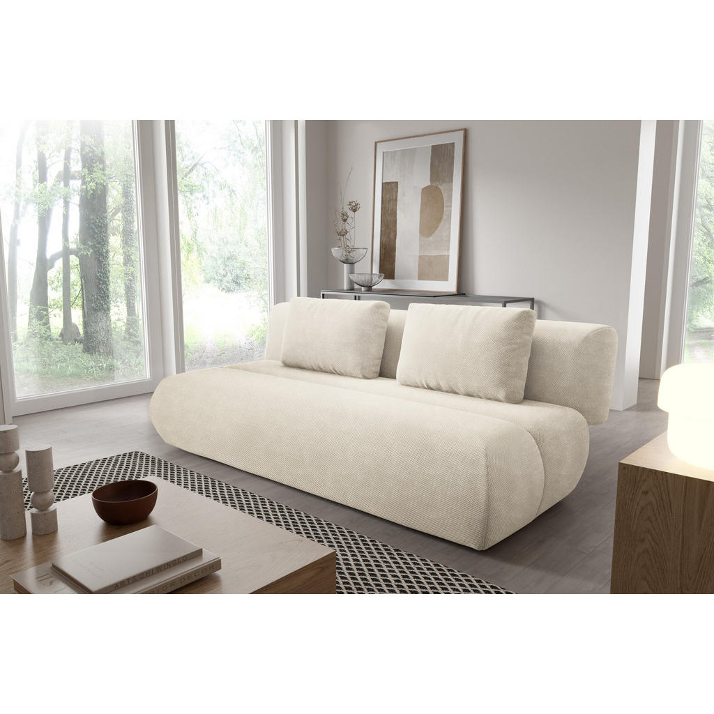 Thumbnail - Masseno Bettsofa, Beige, Holz, 3-Sitzer, 217x82x134 cm, Wohnzimmer, Sofas & Couches, Schlafsofas