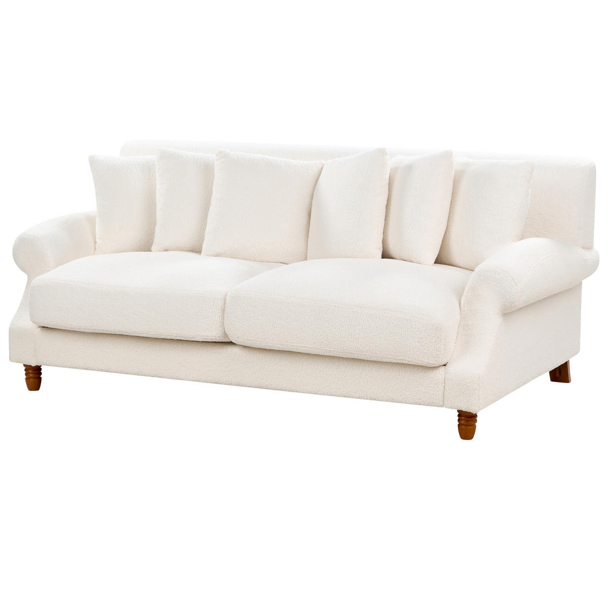 2-SITZER-SOFA Bouclé cremeweiß Eike - Dunkelbraun/Weiß, Textil (186/82/102cm) - Beliani