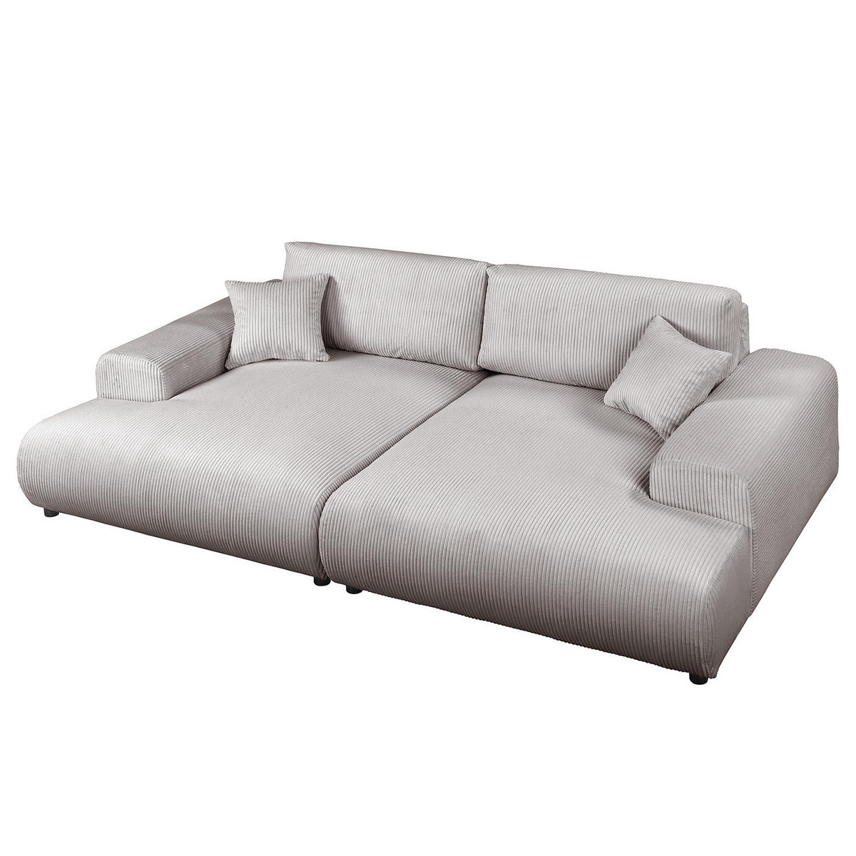BIGSOFA - Hellgrau/Schwarz, Kunststoff/Textil (237/79/144cm) - home24