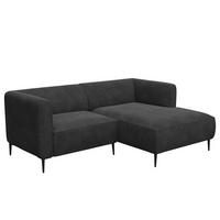 1,5-SITZER ECKSOFA mit Longchair - Anthrazit/Schwarz, Textil/Metall (211/148cm) - home24