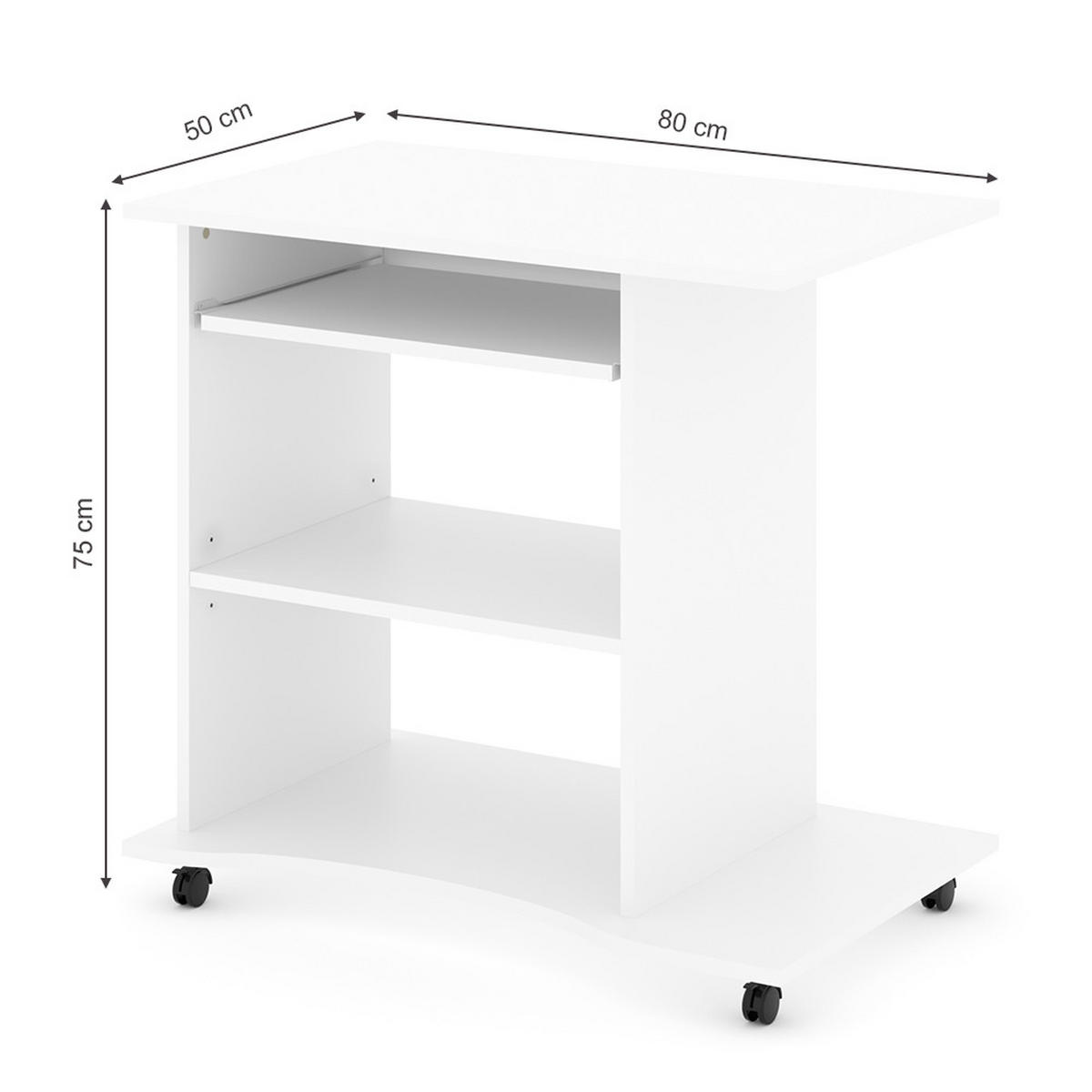 SCHREIBTISCH Harm Weiß 80 x 50 cm - Weiß, Holzwerkstoff (50/80/75cm) - Vicco