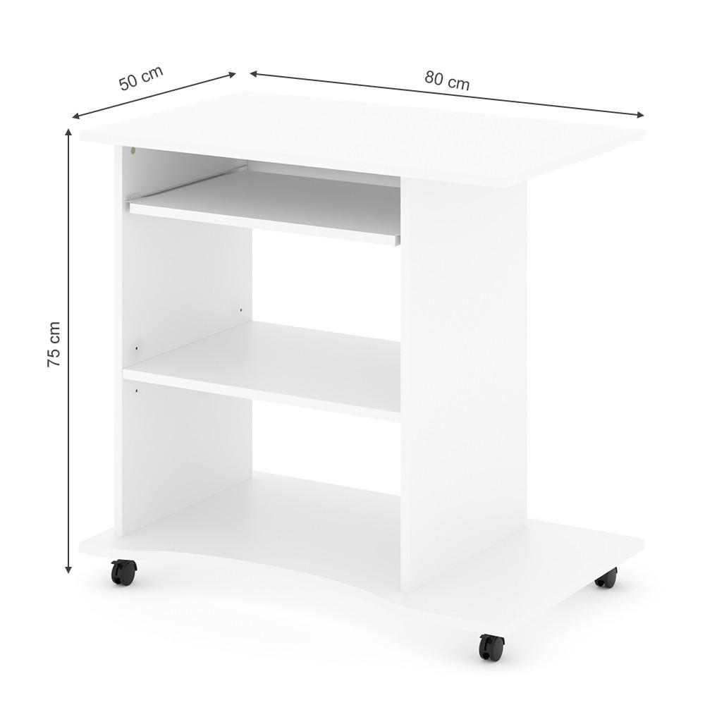 Thumbnail - Vicco Schreibtisch, Weiß, Holzwerkstoff, 4 Fächer, Rechteckig,Rechteckig, 80x75x50 cm, Arbeitszimmer, Schreibtische, Com...