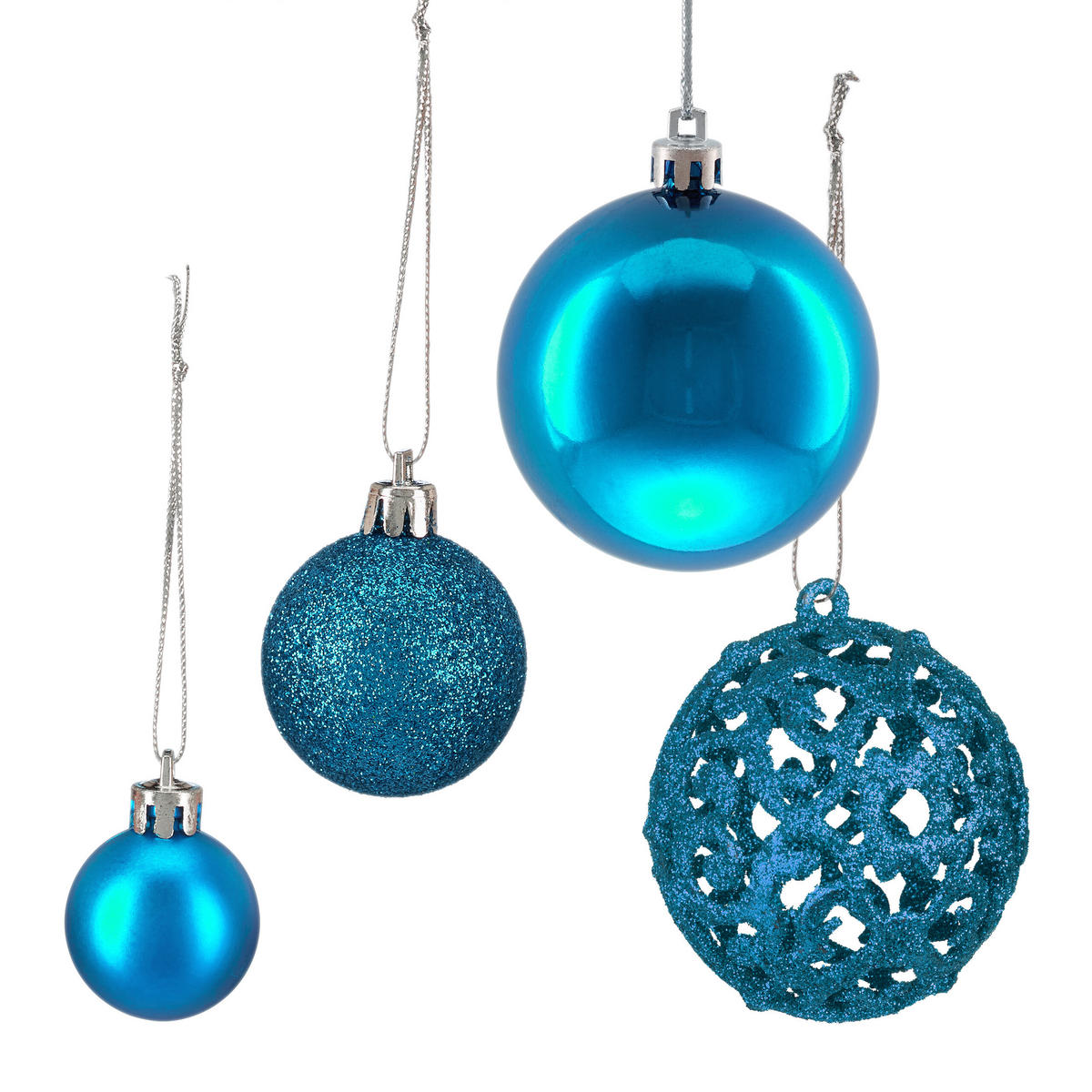 WEIHNACHTSKUGELN-SET 50-tlg. - Blau, Kunststoff (6/7/6cm) - Relaxdays