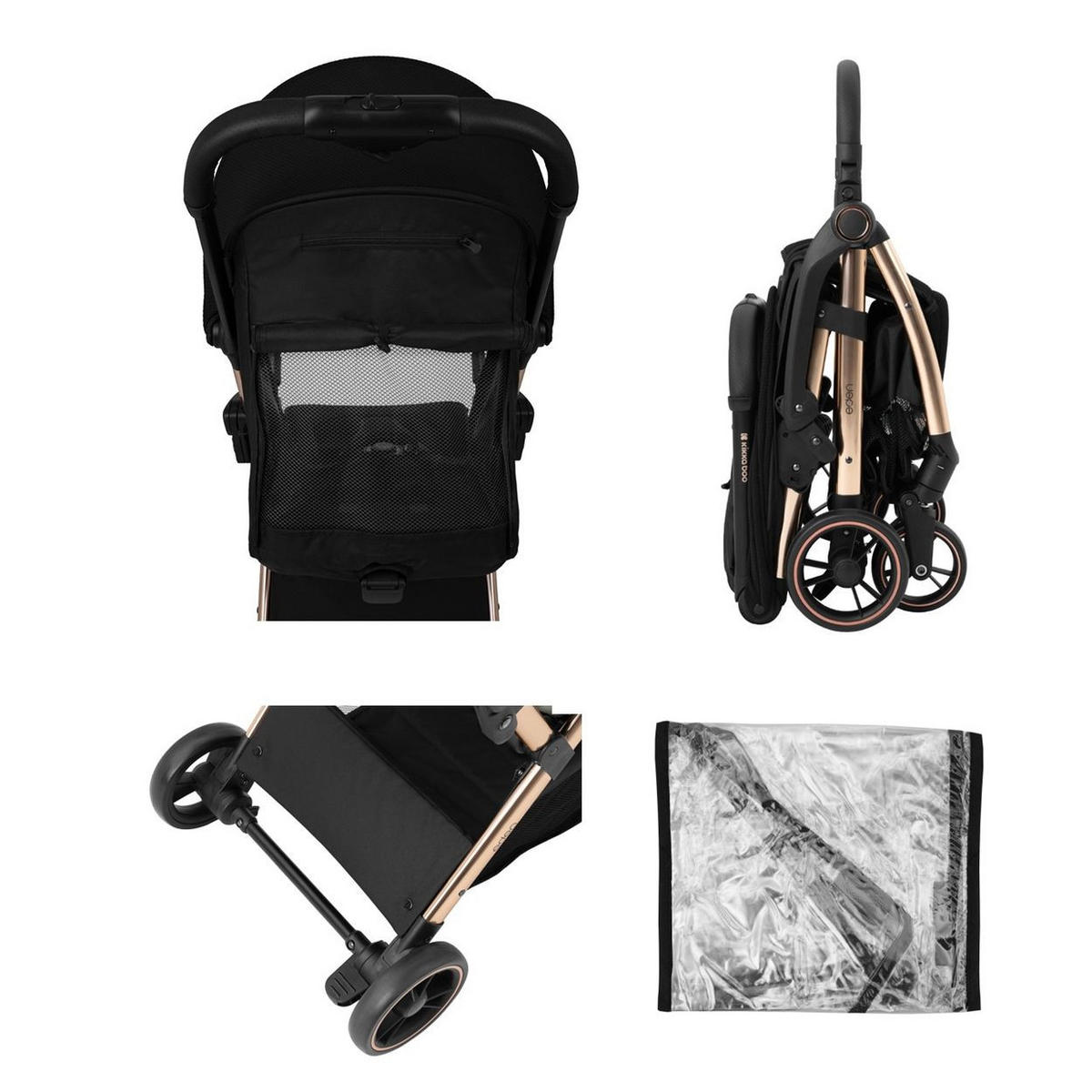 BUGGY Eden bis 22 kg schwarz Federung Regenschutz zusammenklappbar - Schwarz, Metall (62/47/100cm) - Kikka boo
