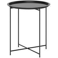 GARTENBEISTELLTISCH DE-14118 mit abnehmbarer Platte Schwarz - Schwarz, Metall (46/46/53cm) - ComfortXL