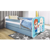 KINDERBETT Winterschwestern 70x140 cm mit Schublade, Rausfallschutz & Lattenrost, Blau - Blau, Holzwerkstoff (70/140cm) - RAUMHIRSCH FURNITURE