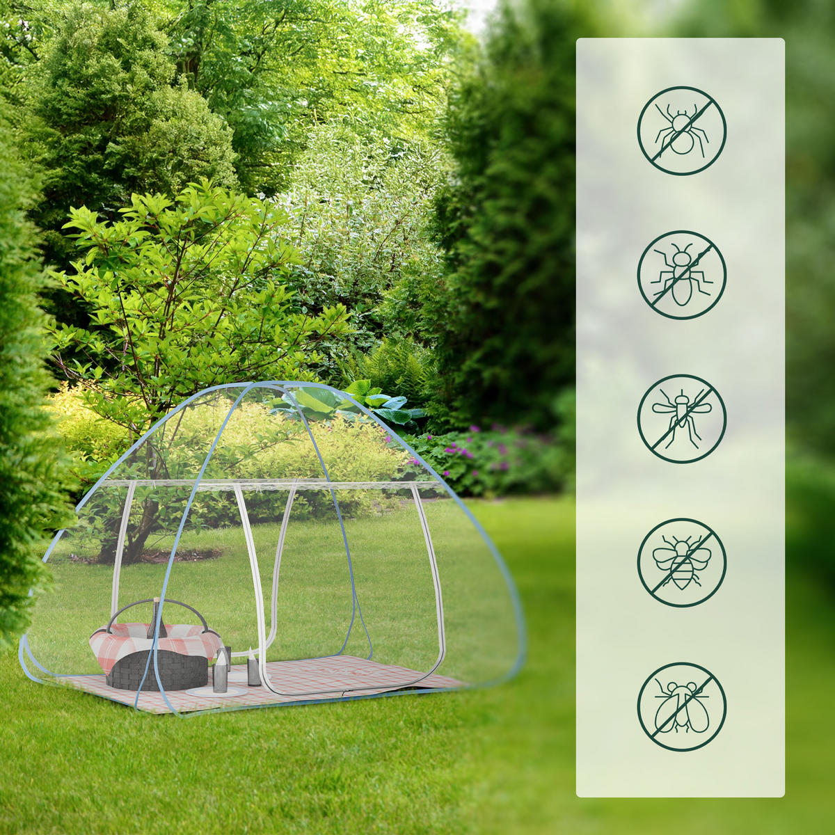 MOSKYTIÉRA - biela, textil/plast (150/150/200cm) - Relaxdays