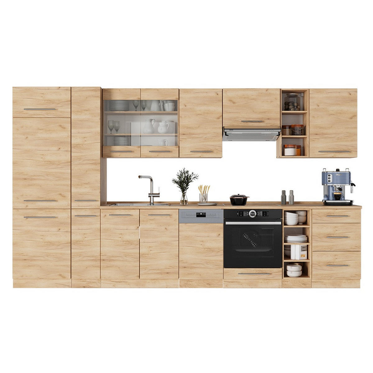KUCHYNKA Fame-Line Dub Goldkraft 355 cm , AP Oak - dub medový, kompozitné drevo (355/206.8/60cm) - Vicco
