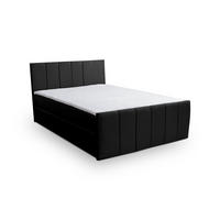 BOXBETT CLAUDINE mit 2 Bettkästen, 180x200, Farbe: Schwarz, Velourstoff, mit Bonell-Matratze inkl. Topper - Schwarz, Holz/Kunststoff (180/200cm) - VENASI MÖBEL