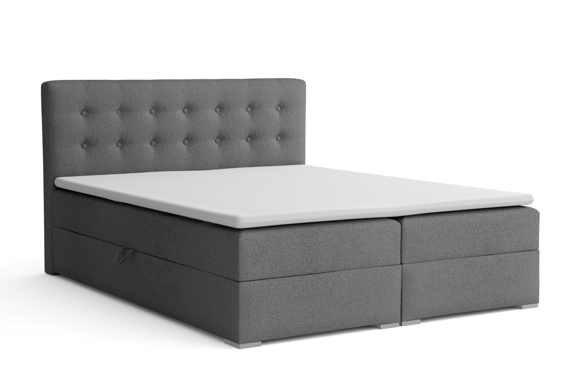 BOXBETT CYNTHIA LUX 160/200 in Boucle Grau H4 - Grau, Holzwerkstoff (160/200cm) - Deine Möbel 24