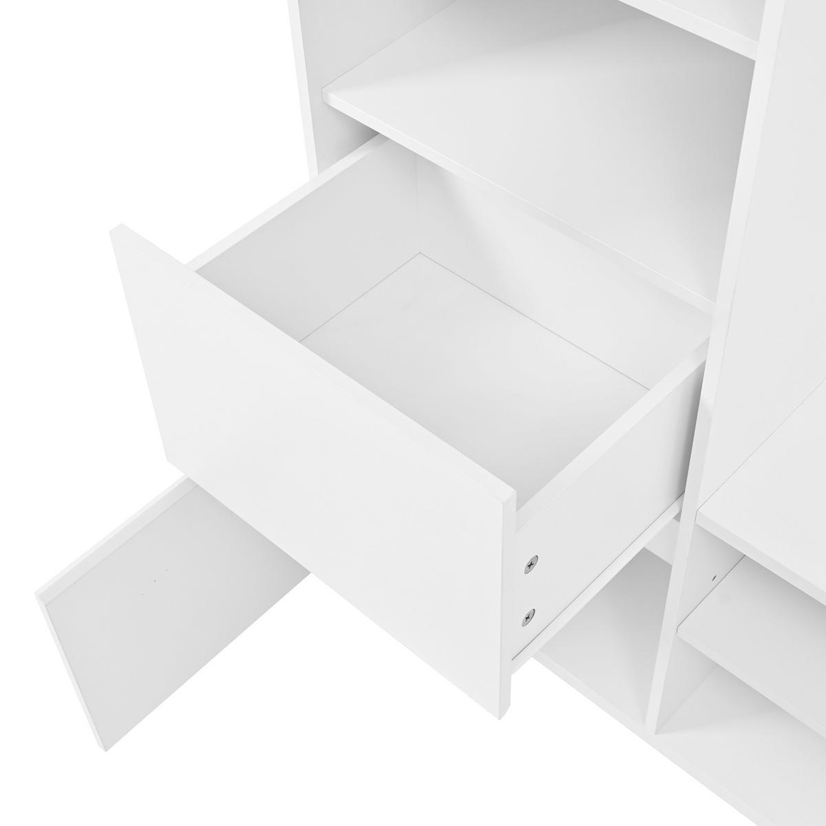 GARDEROBE-SET in Weiß Kleiderschrank mit Spiegel und Sitzbank für Flur und Eingangsbereich, B90/T34.5/H190 cm - Weiß, Glas/Holzwerkstoff (90/190/34.5cm) - STILVORA