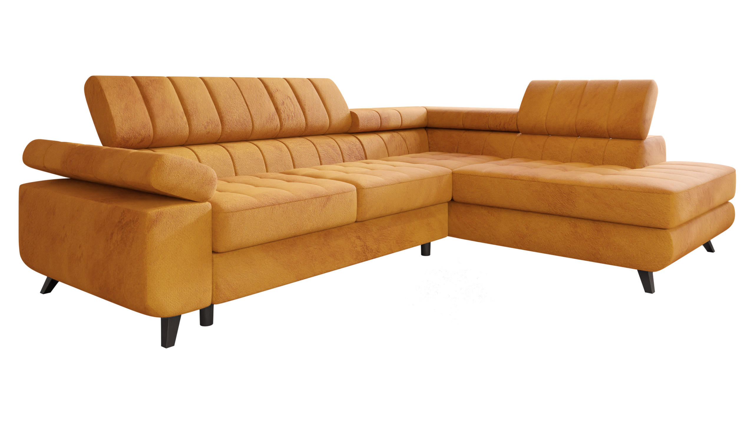 ECKSOFA Nord Premium, Seite: Rechts - Anthrazit/Gelb, Holz/Textil (264/203cm) - MIRJAN24