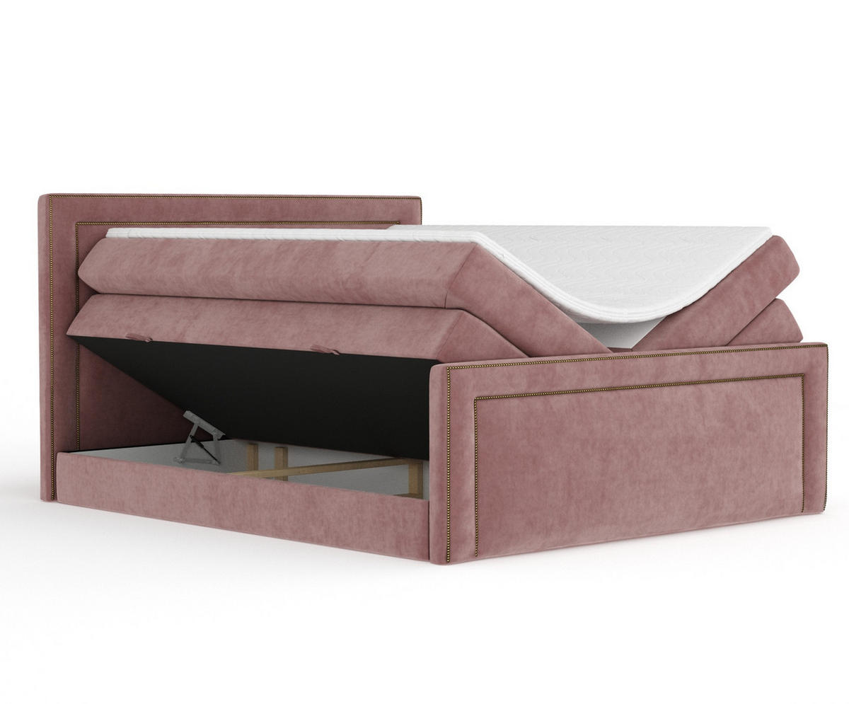 BOXSPRINGBETT Luxora Rosa 140/200 cm - Schwarz/Rosa, Holz/Holzwerkstoff (140/200cm) - Maison de Reve