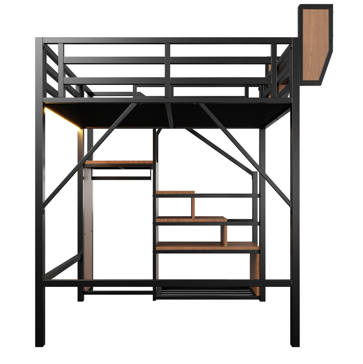 HOCHBETT 140/200 cm aus Metall mit LED-Lichtstreifen, Schwarz - Schwarz, Metall (140/200cm) - OKMYHOME