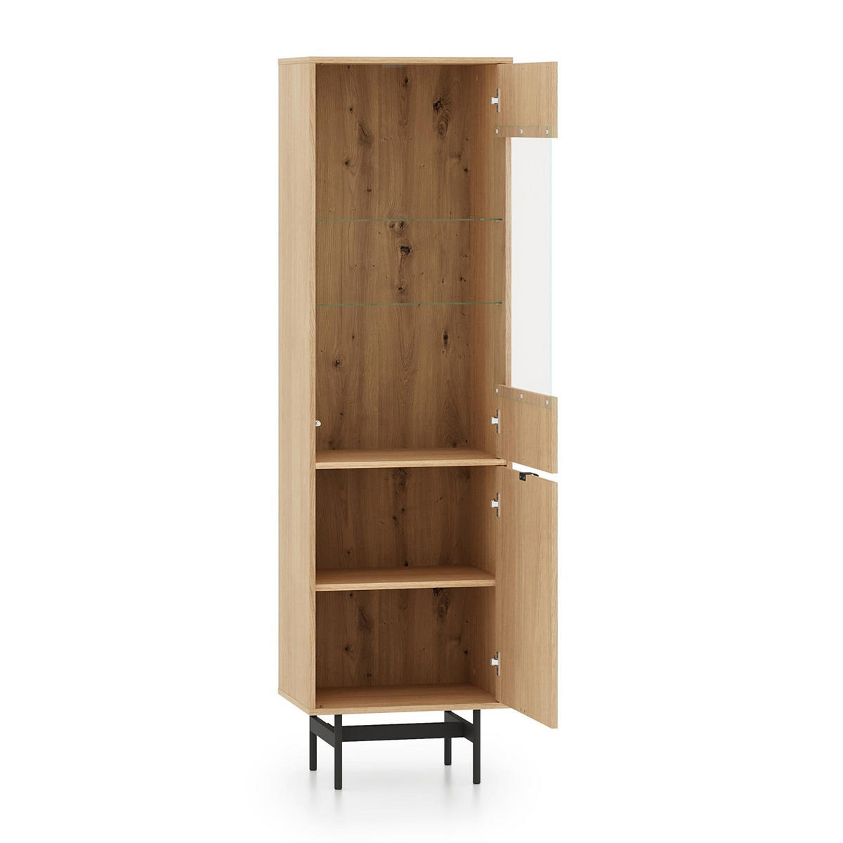 VITRINE Heggers Eiche Mavelie 54 cm - Eichefarben/Schwarz, Holzwerkstoff/Metall (54.3/169.6/40cm) - Selsey