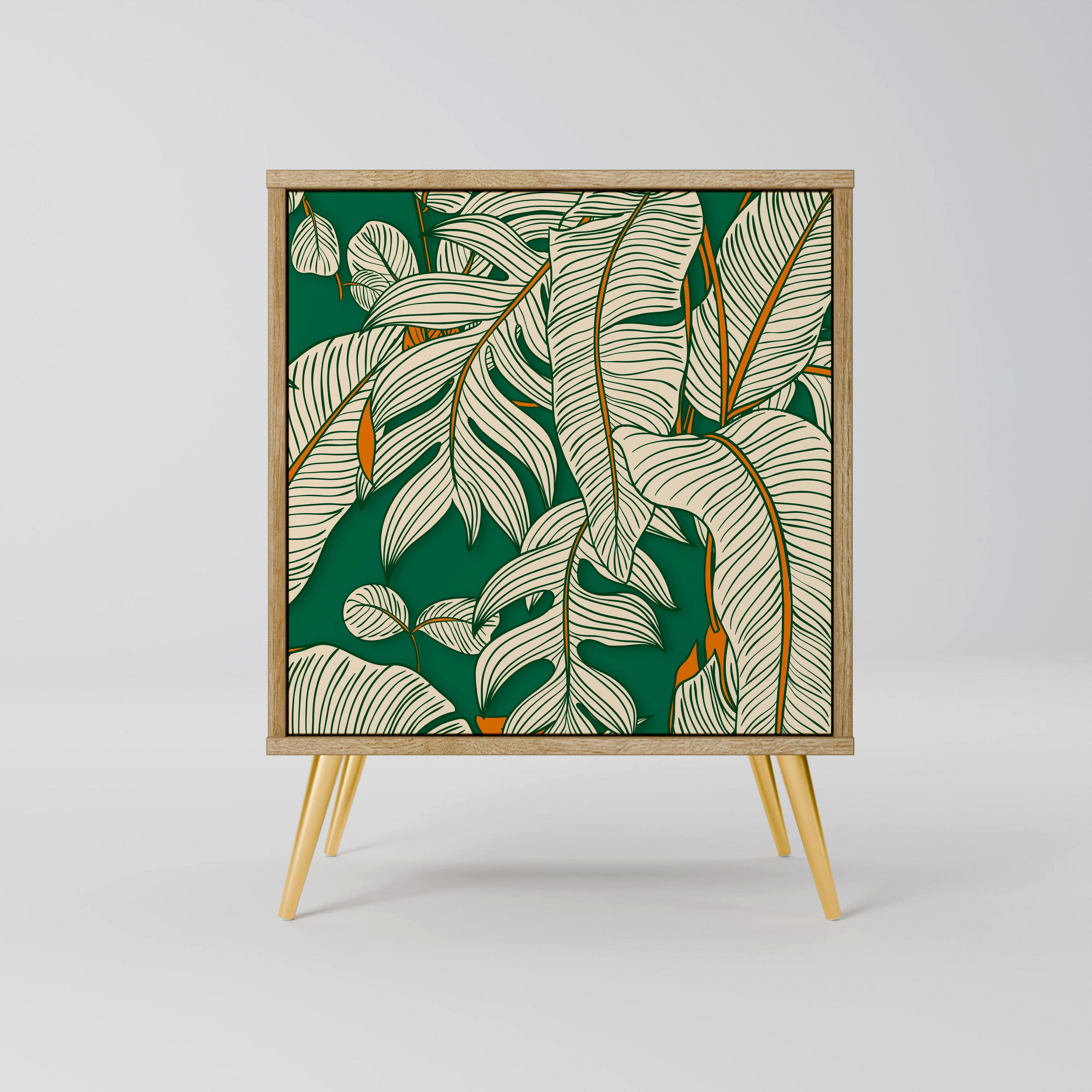 SIDEBOARD VERDANT PLEASURES, Eichefarben, 57,5x42x75,5 cm, Goldfarbene Metallfüße - Eichefarben/Goldfarben, Holzwerkstoff/Metall (57.5/75.5/42cm) - SpaceRebels